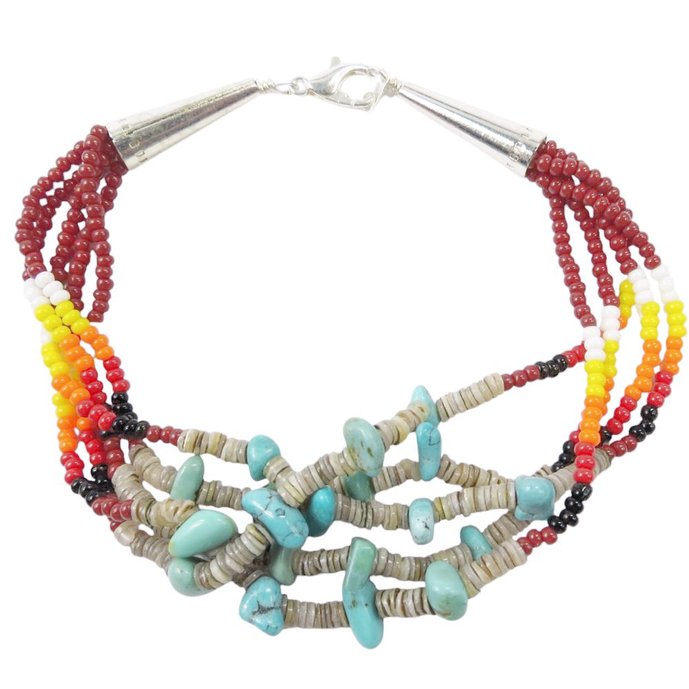 Indianerschmuck Glasperlen-Armband - Turquoise Nuggets, Rot