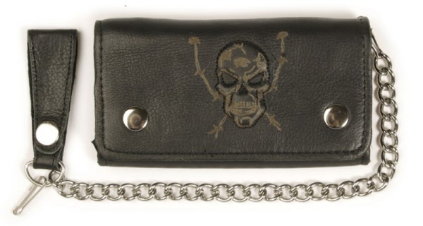 Ledergeldbörse - Skull, schwarz