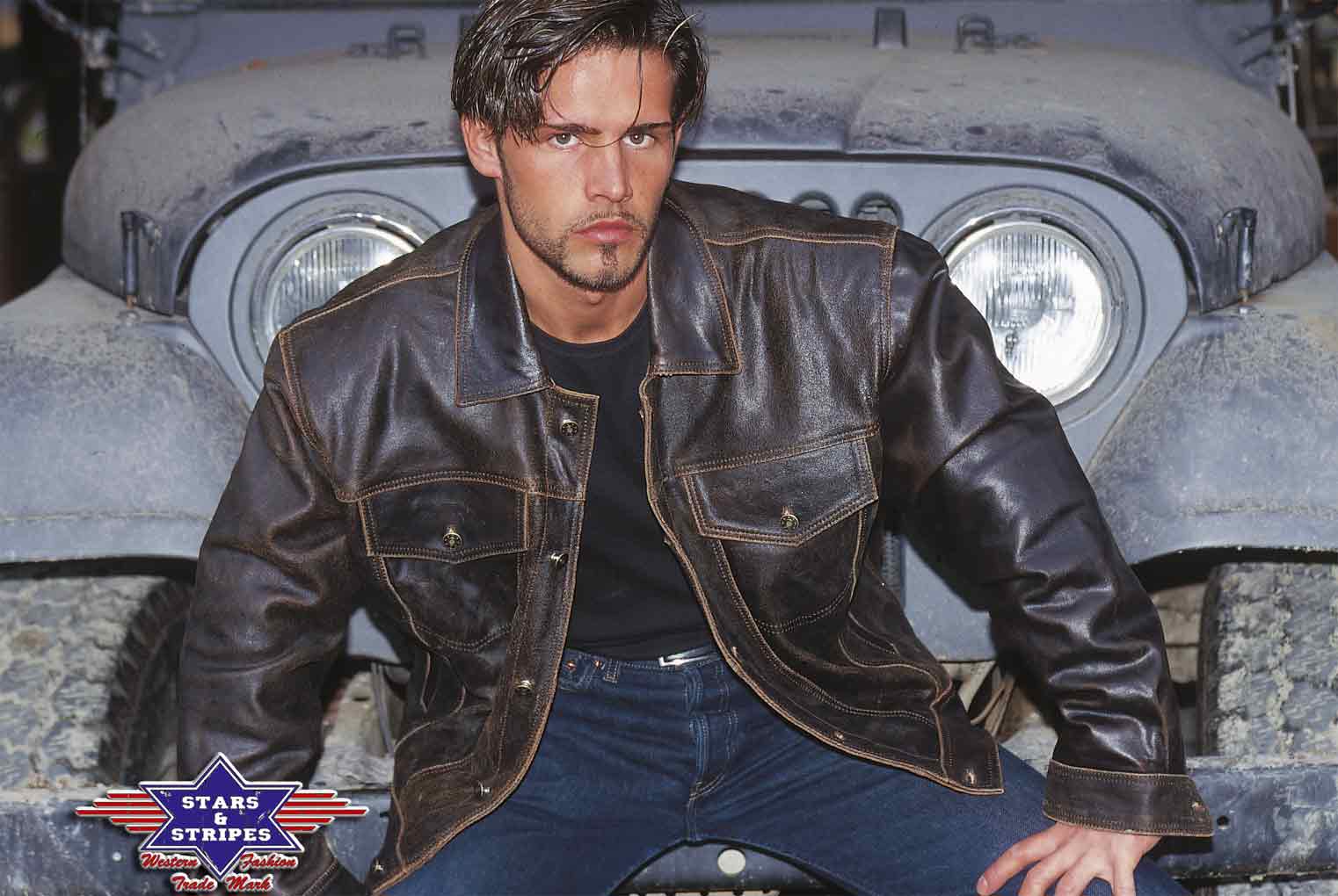 Reduziert - Herren Lederjacke von Stars & Stripes - Brando, Größe S