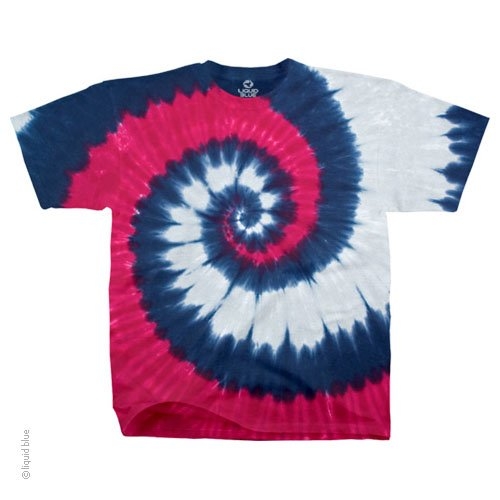 Liquid Blue T-Shirt - Batik - Patriotic Spiral