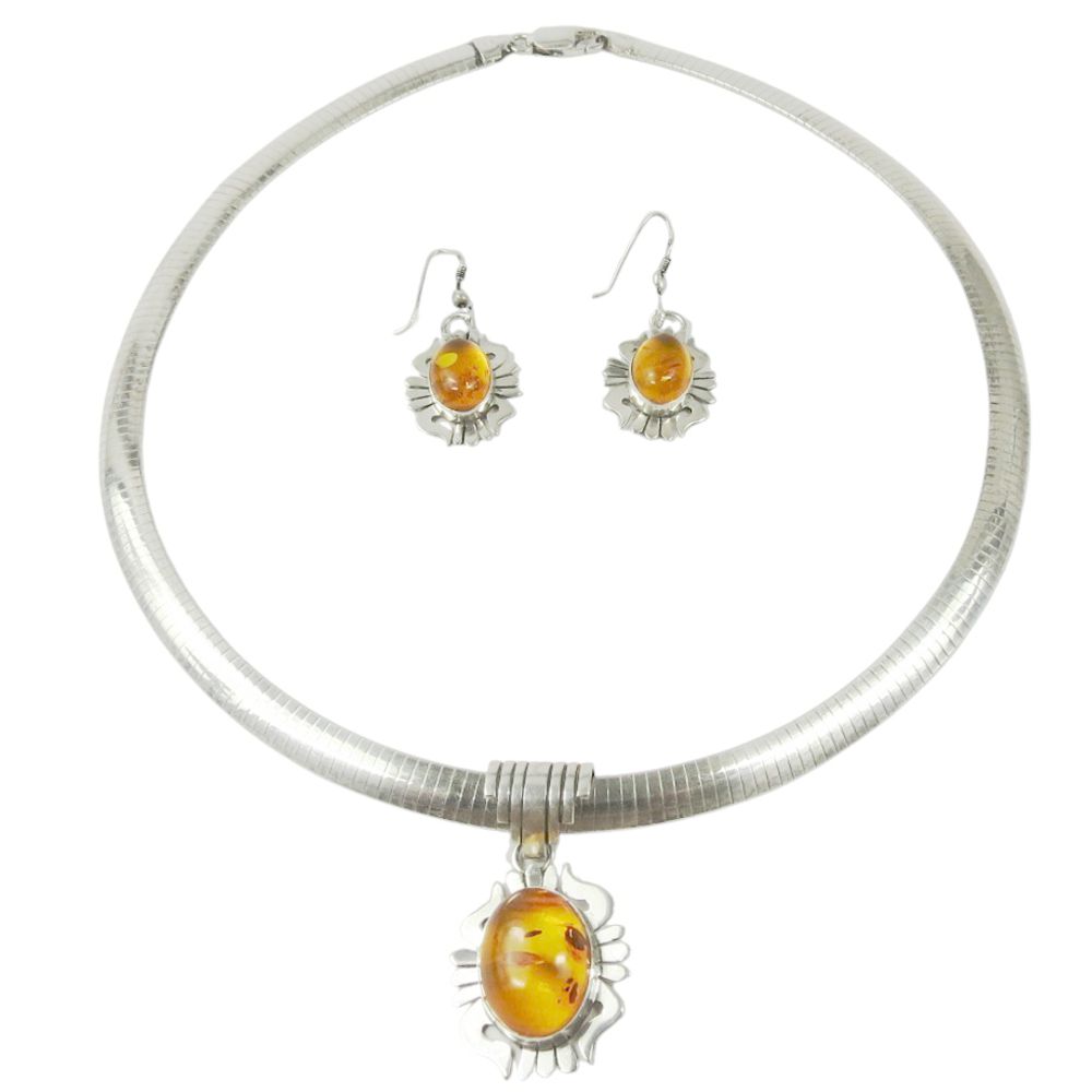 Indianerschmuck-Set - Maya- & Aztekenschmuck aus Sterling Silber - Tasco Sol Plata