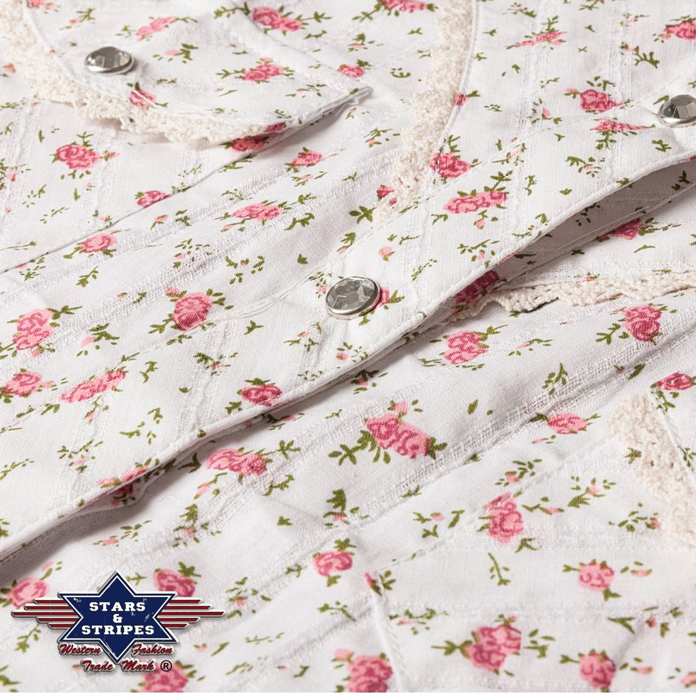 Reduziert - Kurzarm-Westernbluse von Stars & Stripes - Jeanette, Größe L