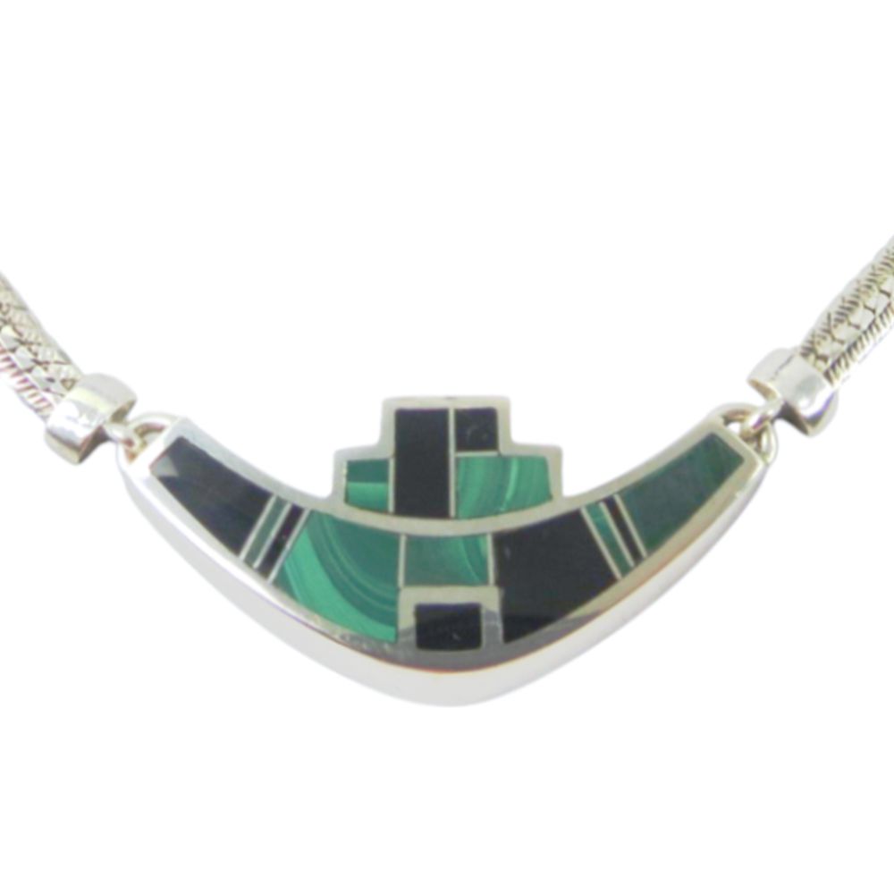 Indianerschmuck Kette - Maya- & Aztekenschmuck aus Sterling Silber - Tasco Esmeralda Nocturna