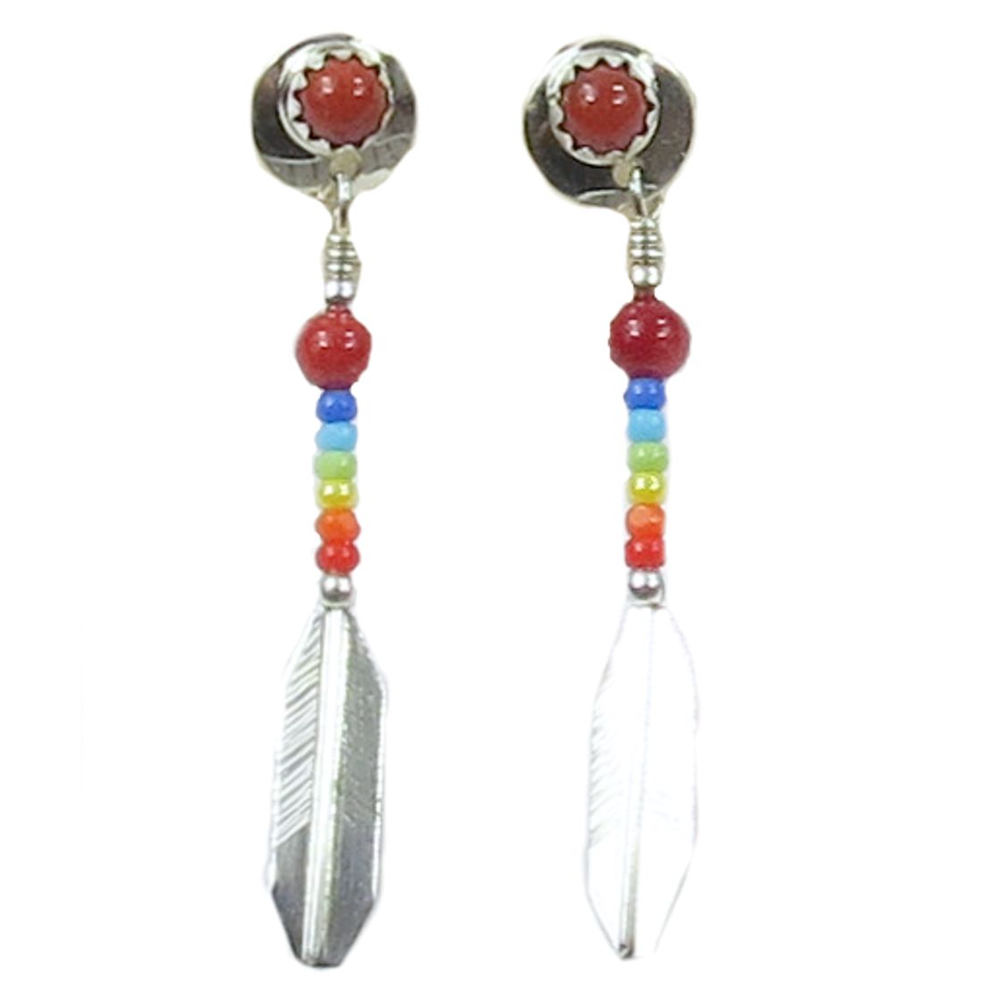 Glasperlen-Ohrstecker aus Sterling Silber - Bright Color - Coral I