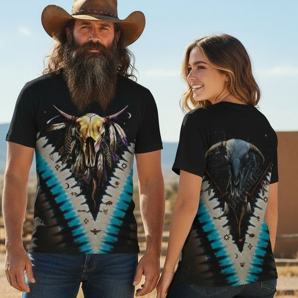 Liquid Blue T-Shirt - Bison Skull