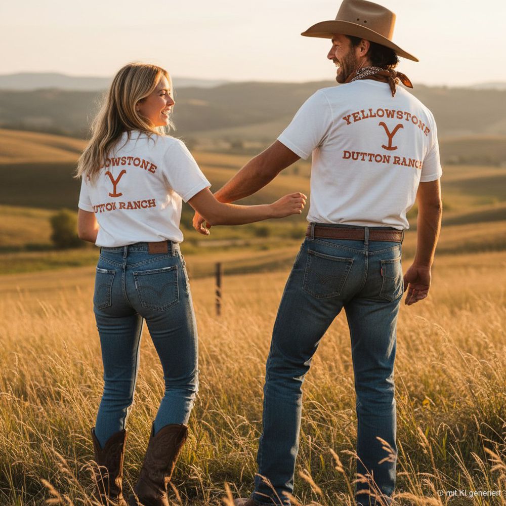 Western Unisex T-Shirt - Yellowstone Collection - Dutton Ranch Brand, Weiß
