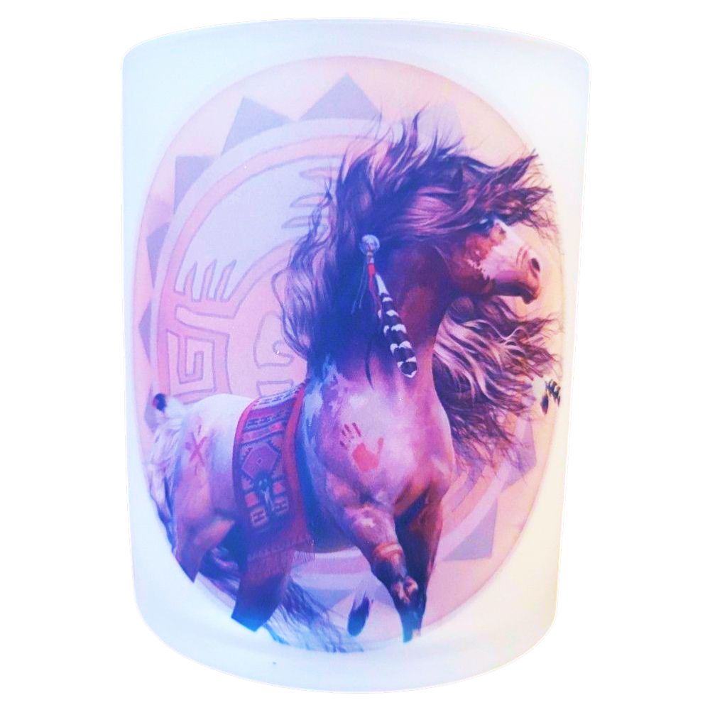 Teelichthalter aus Glas - Spirit Warrior Circle