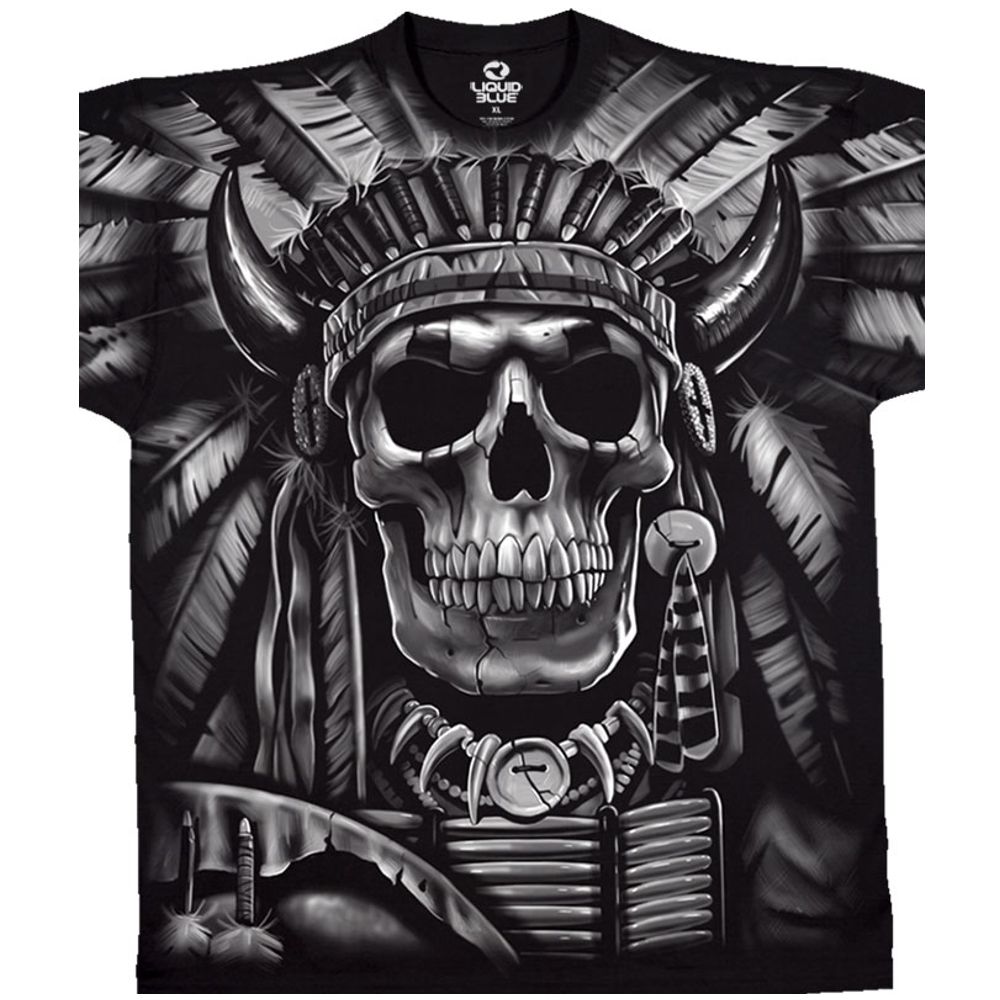 Liquid Blue T-Shirt - Indianer - Indian Skull