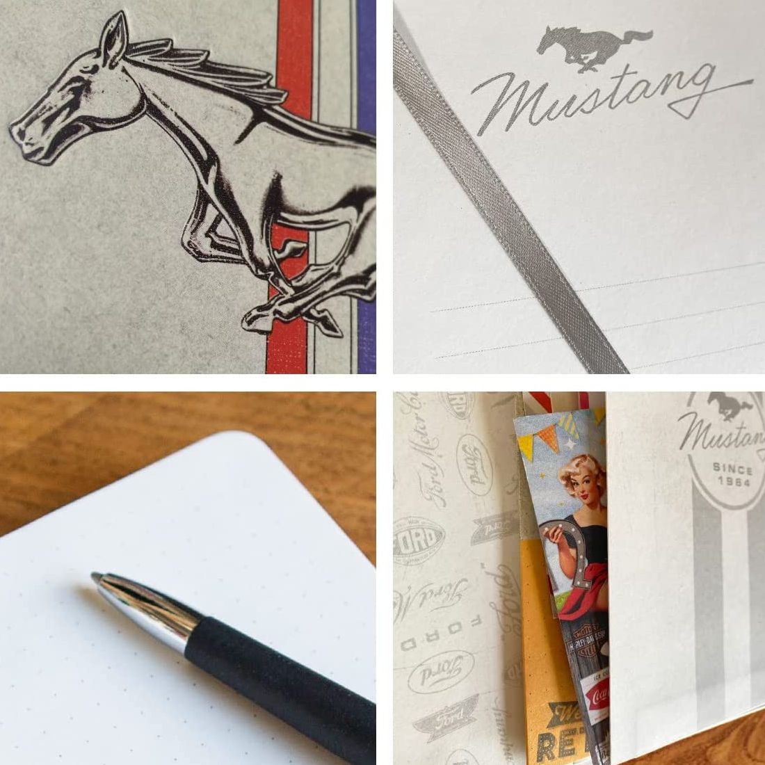 Retro-Notizbuch / Bullet Journal - Ford Mustang - Horse & Stripes Logo