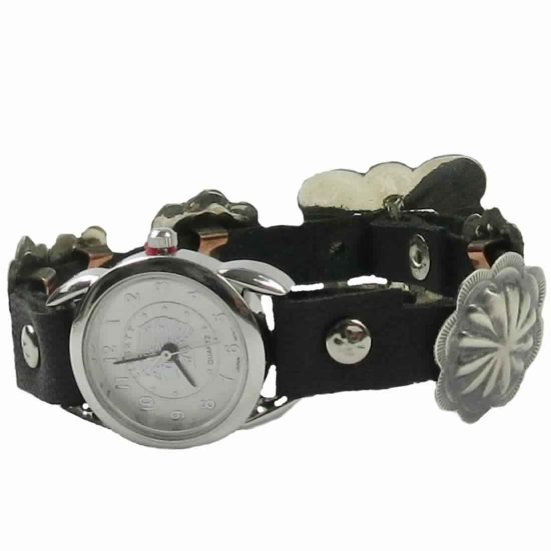 Damen-Armbanduhr aus Leder und Silber - Silver Concho