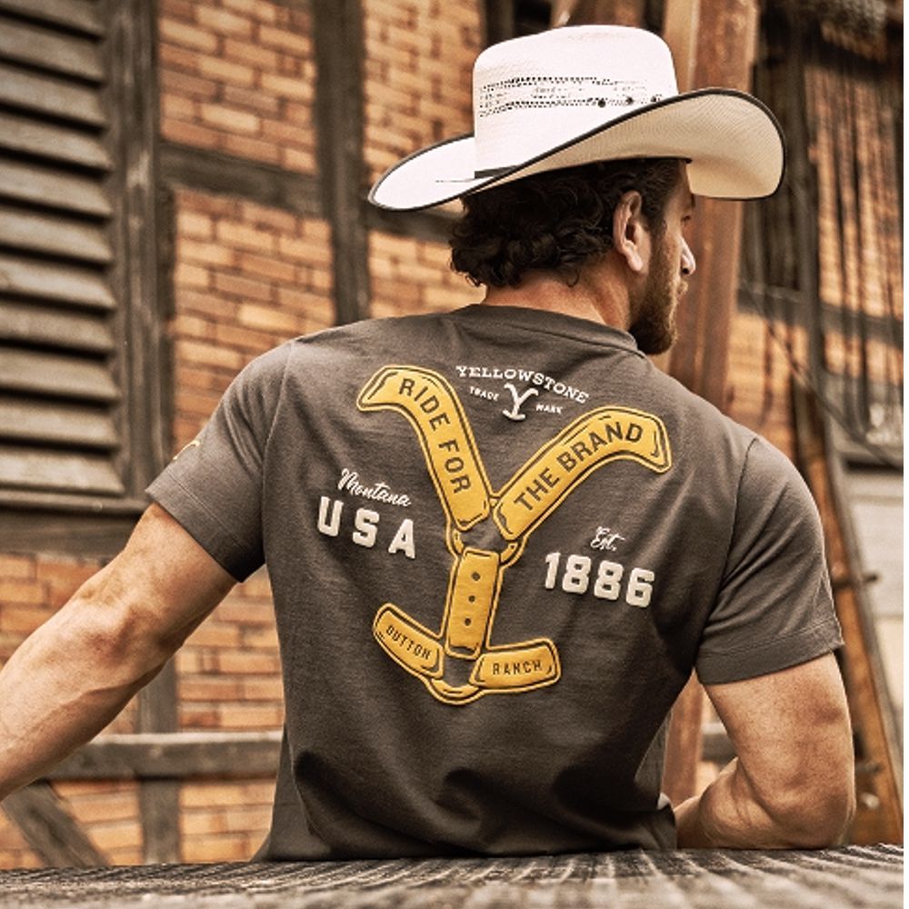 Western Unisex T-Shirt - Yellowstone Collection - Ride For The Brand, Anthrazit