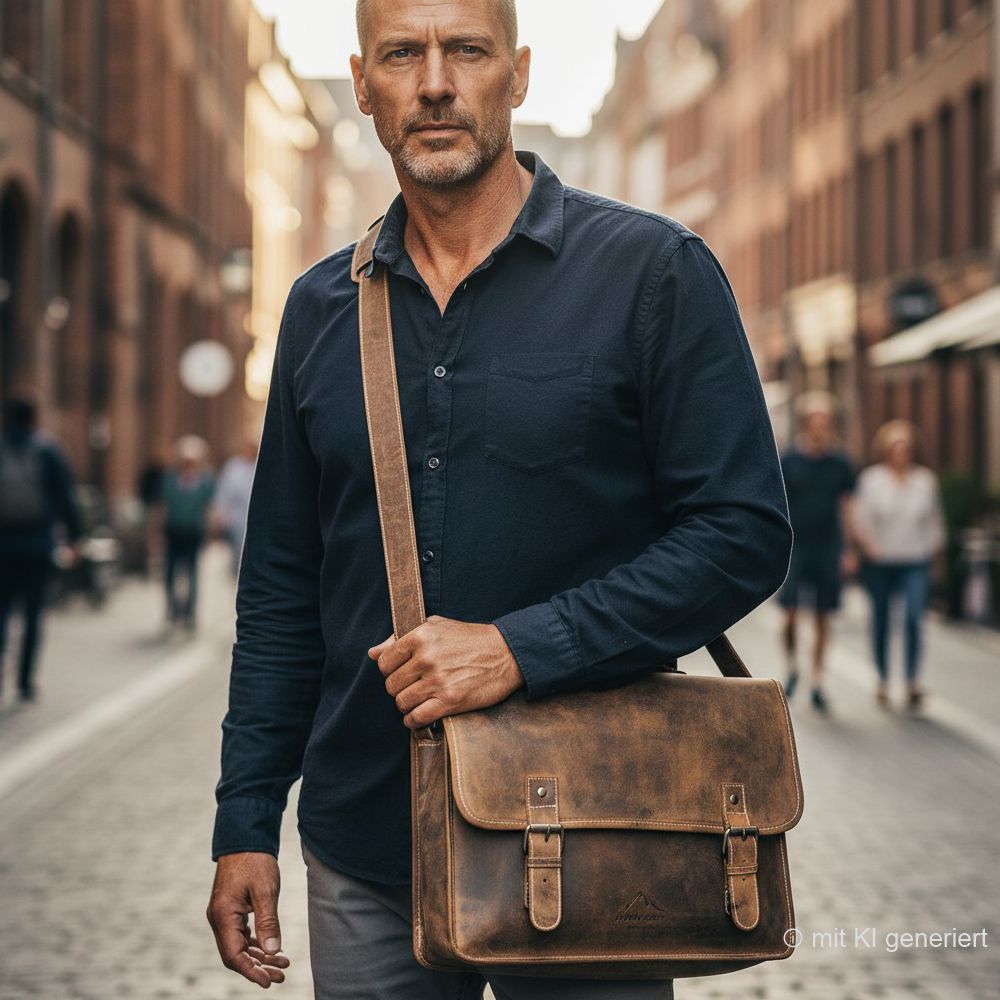 Alpenleder Tasche - Adventure Messenger Bag, Old Havanna