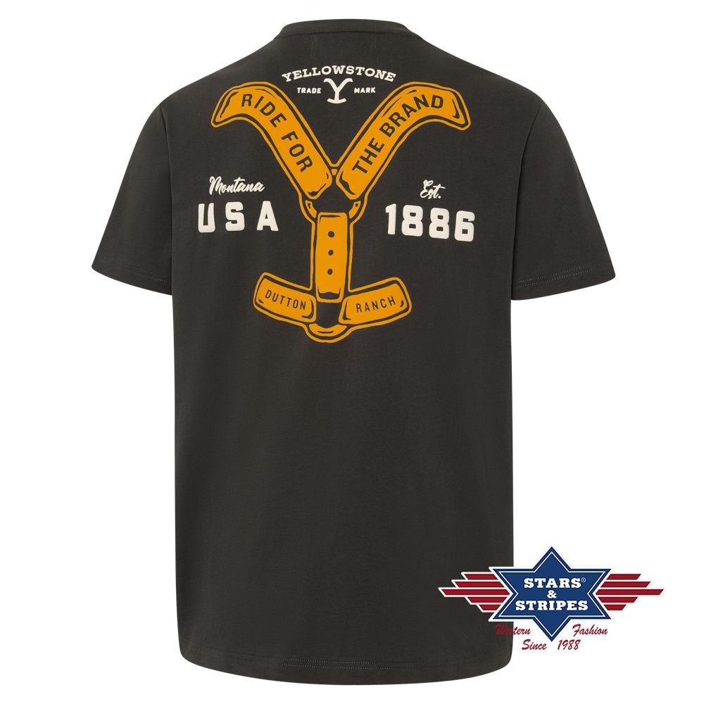 Western Unisex T-Shirt - Yellowstone Collection - Ride For The Brand, Anthrazit