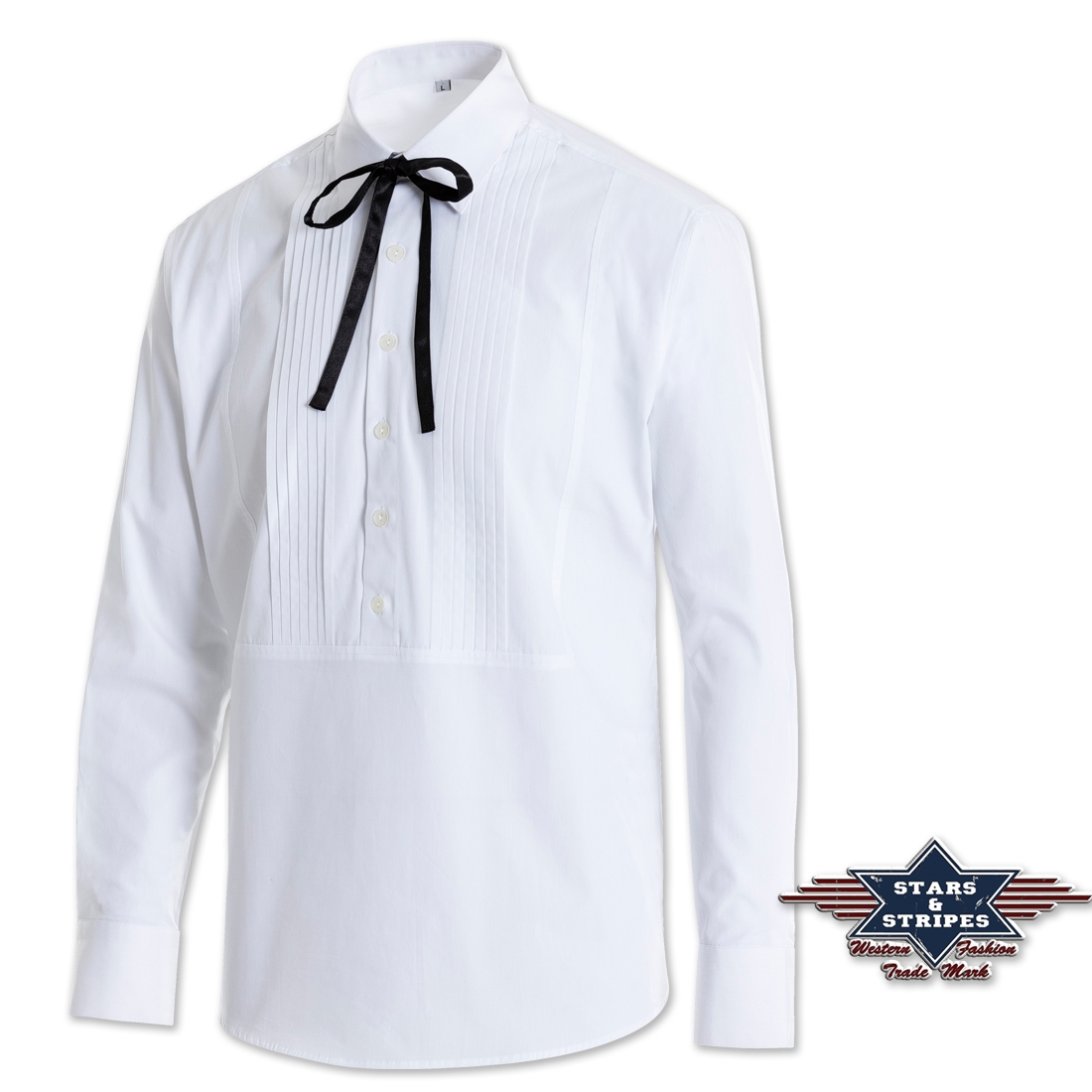 Reduziert - Set: Westernhemd mit Westernschleifen von Stars & Stripes - Old Style - Joseph, Weiß, Größe L