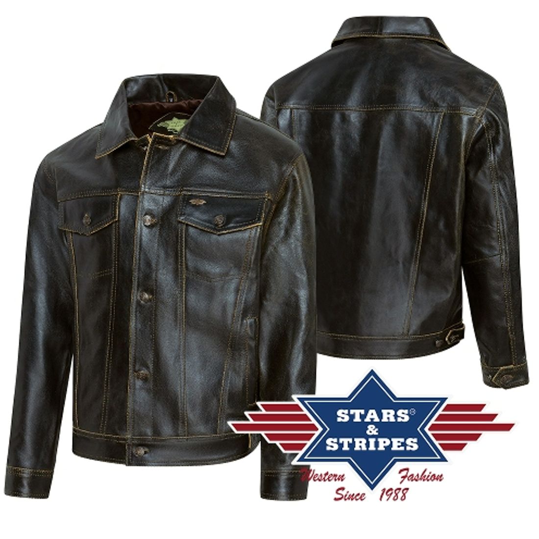 Reduziert - Herren Lederjacke von Stars & Stripes - Brando, Größe S