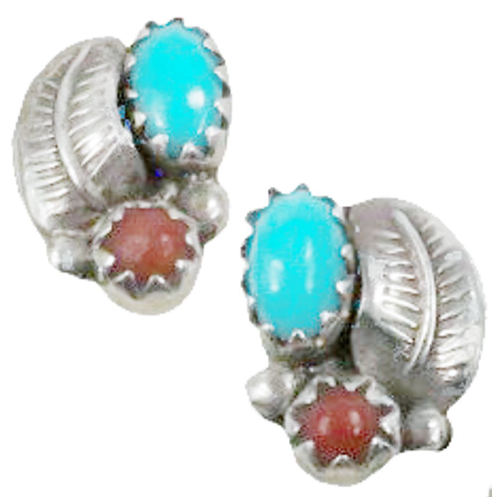Indianerschmuck Mini Ohrstecker aus Sterling Silber - Pawn Schmuck - Navajo Mini Pins