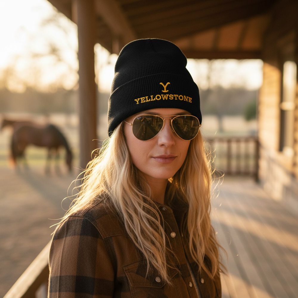 Beanie / Mütze - Yellowstone Collection - Black Yellowstone Branding