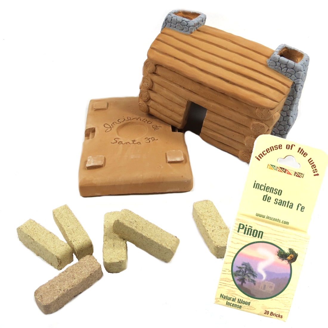 Set: Western-Räucherhäuschen - Blockhütte inkl. 20 Räucherkegel
