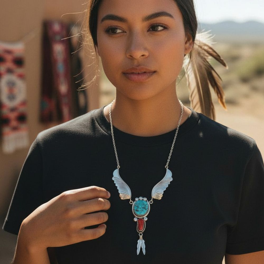 Indianerschmuck Collier aus Sterling Silber - Navajo Enchantement