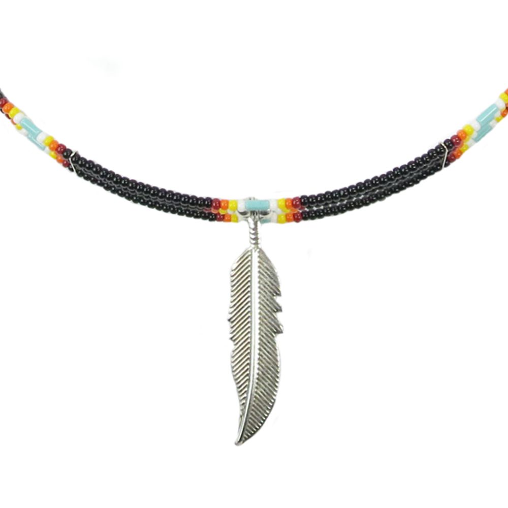 Knochenkette Feder - Navajo Indianerschmuck